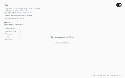 Vimtips Plus  from Chrome web store to be run with OffiDocs Chromium online