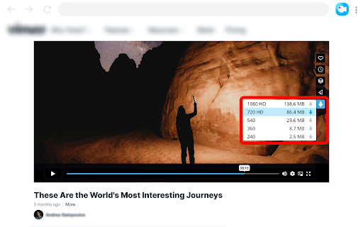 VimUp Video Downloader  from Chrome web store to be run with OffiDocs Chromium online