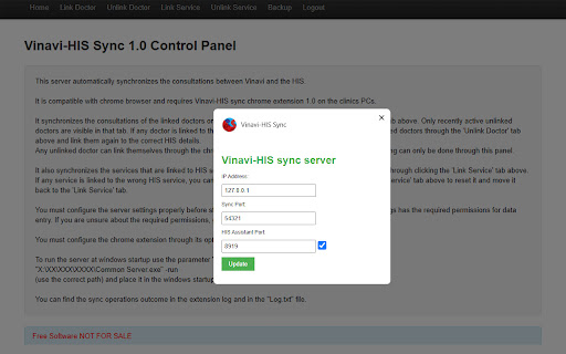 Vinavi HIS Sync  from Chrome web store to be run with OffiDocs Chromium online