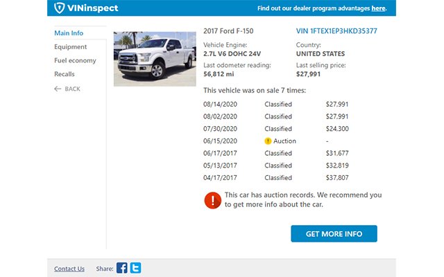 VININSPECT Vehicle History Reports  from Chrome web store to be run with OffiDocs Chromium online