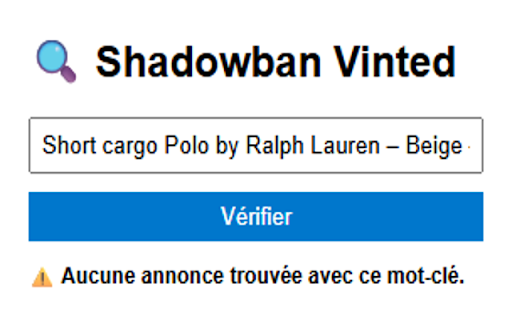 Vinted Shadowban Checker  from Chrome web store to be run with OffiDocs Chromium online