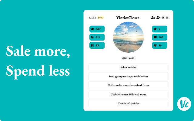VintiesCloset: Sale more, spend less  from Chrome web store to be run with OffiDocs Chromium online