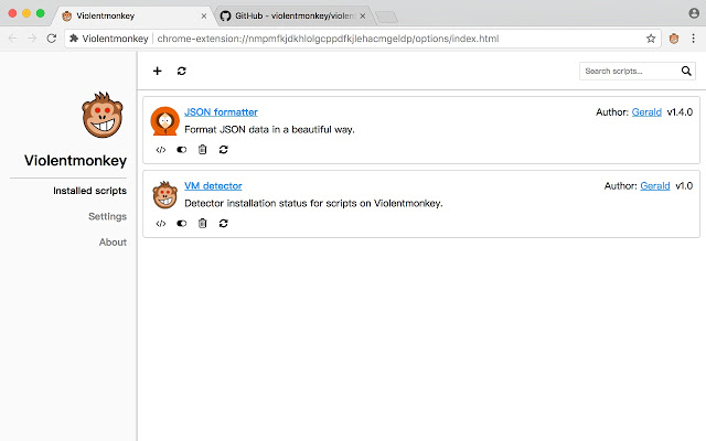 Violentmonkey BETA  from Chrome web store to be run with OffiDocs Chromium online