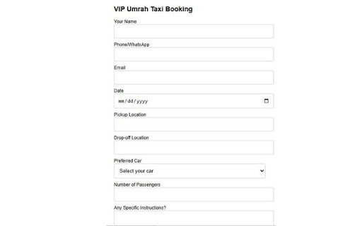 VIP Umrah Taxi Booking  from Chrome web store to be run with OffiDocs Chromium online