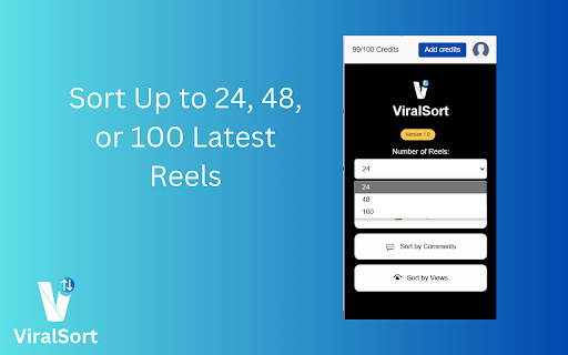 ViralSort Instagram Reel Sorter from Chrome web store to be run with OffiDocs Chromium online ViralSort Instagram Reel Sorter from Chrome web store to be run with OffiDocs Chromium online