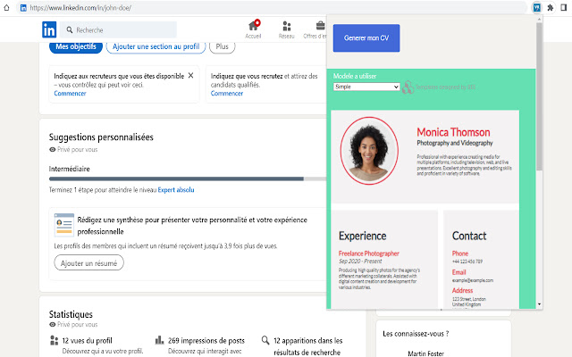 ViRelevantLinkedin  from Chrome web store to be run with OffiDocs Chromium online