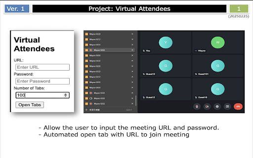 VirtualAttendees  from Chrome web store to be run with OffiDocs Chromium online