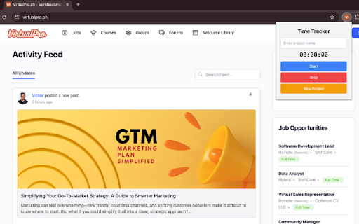 VirtualPro Time Tracker  from Chrome web store to be run with OffiDocs Chromium online