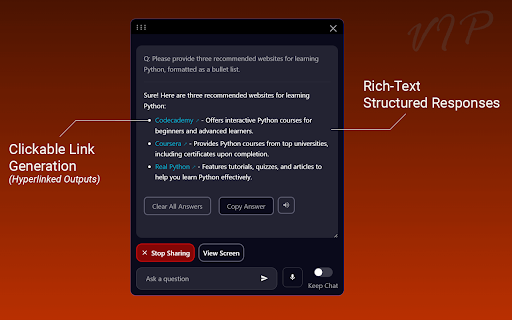 Vision Intelligence Pilot (VIP)  from Chrome web store to be run with OffiDocs Chromium online