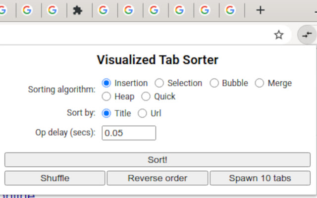 Visualized Tab Sorter  from Chrome web store to be run with OffiDocs Chromium online