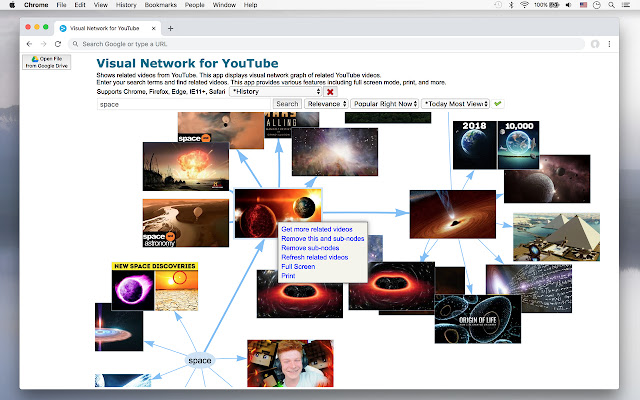 Visual Network for YouTube  from Chrome web store to be run with OffiDocs Chromium online