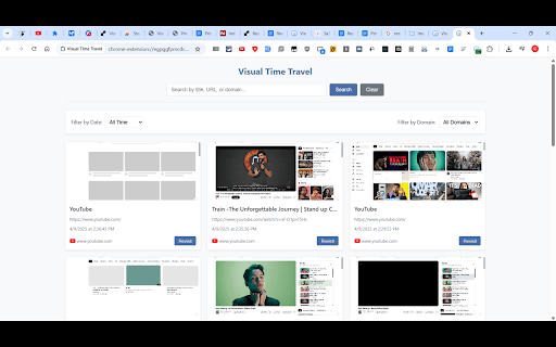 Visual Time Travel from Chrome web store to be run with OffiDocs Chromium online Visual Time Travel from Chrome web store to be run with OffiDocs Chromium online