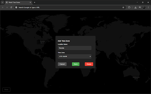 Visual World Clock New Tab  from Chrome web store to be run with OffiDocs Chromium online