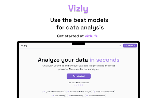 Vizly Analyze Google Sheets with AI  from Chrome web store to be run with OffiDocs Chromium online