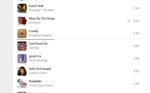 vkAudio  from Chrome web store to be run with OffiDocs Chromium online