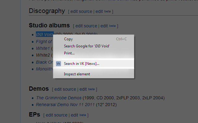 VK Search  from Chrome web store to be run with OffiDocs Chromium online