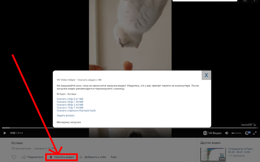 VK Video Helper  from Chrome web store to be run with OffiDocs Chromium online