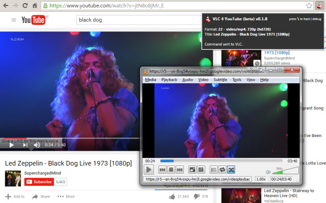 VLC 4 YouTube (beta)  from Chrome web store to be run with OffiDocs Chromium online