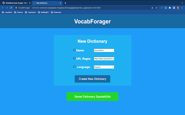 VocabForager  from Chrome web store to be run with OffiDocs Chromium online