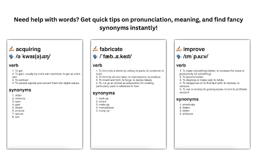 Vocabulary Builder App Lexify  from Chrome web store to be run with OffiDocs Chromium online