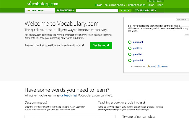 Vocabulary.com  from Chrome web store to be run with OffiDocs Chromium online