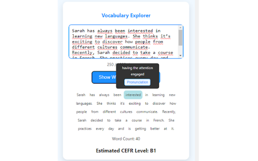 Vocabulary Explorer  from Chrome web store to be run with OffiDocs Chromium online