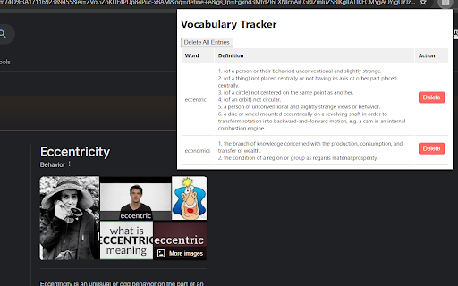 Vocabulary Tracker  from Chrome web store to be run with OffiDocs Chromium online
