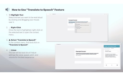 Vocalize: Text to Speech Reader  from Chrome web store to be run with OffiDocs Chromium online