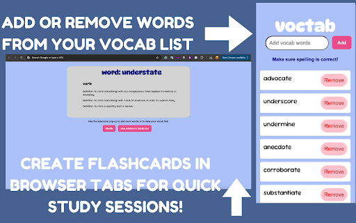 Voctab  from Chrome web store to be run with OffiDocs Chromium online
