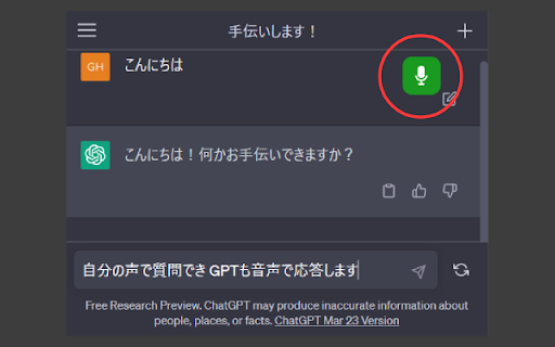 VoiceChatGPT  from Chrome web store to be run with OffiDocs Chromium online