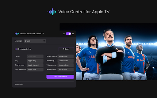 Voice Control for Apple TV  from Chrome web store to be run with OffiDocs Chromium online
