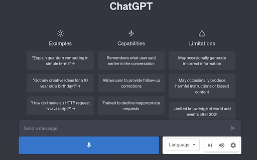 Voice control for chatGPT  from Chrome web store to be run with OffiDocs Chromium online