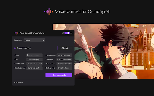 Voice Control for Crunchyroll  from Chrome web store to be run with OffiDocs Chromium online