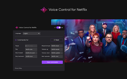 Voice Control for Netflix  from Chrome web store to be run with OffiDocs Chromium online