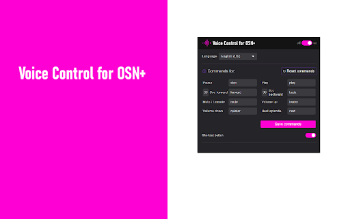 Voice Control for OSN+  from Chrome web store to be run with OffiDocs Chromium online