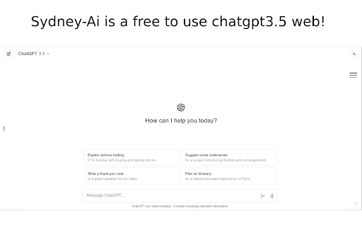 Voice Control for Sydney AI ChatGPT  from Chrome web store to be run with OffiDocs Chromium online