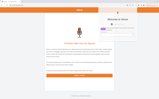 Voicer  from Chrome web store to be run with OffiDocs Chromium online