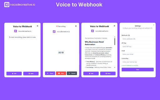 Voice to Webhook  from Chrome web store to be run with OffiDocs Chromium online