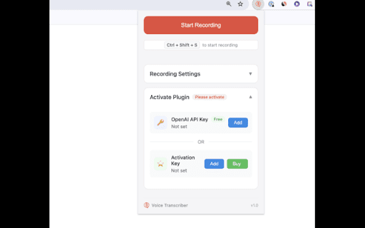 Voice Transcriber  from Chrome web store to be run with OffiDocs Chromium online