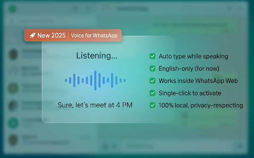 Voice Typing for WhatsApp™  from Chrome web store to be run with OffiDocs Chromium online