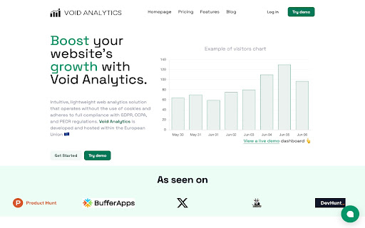 Void Analytics tracker blocker  from Chrome web store to be run with OffiDocs Chromium online