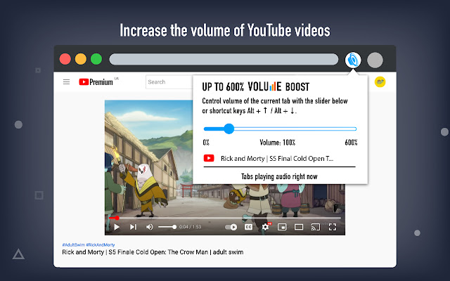Volume Booster Increase sound levels  from Chrome web store to be run with OffiDocs Chromium online