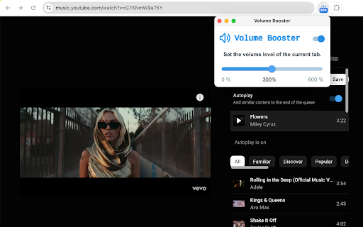 Volume Booster With Shortcuts  from Chrome web store to be run with OffiDocs Chromium online