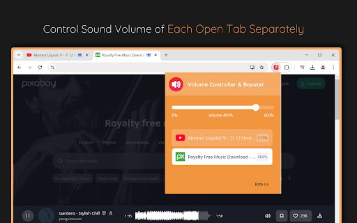 Volume Controller  Booster  from Chrome web store to be run with OffiDocs Chromium online