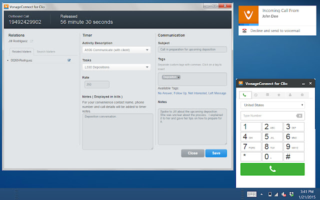 VonageConnect for Clio  from Chrome web store to be run with OffiDocs Chromium online