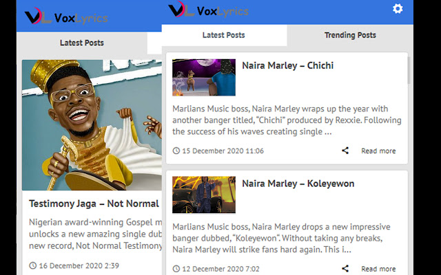 VoxLyrics  from Chrome web store to be run with OffiDocs Chromium online