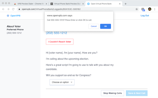 VPB Preview Dialer  from Chrome web store to be run with OffiDocs Chromium online