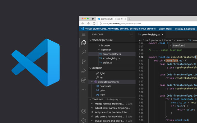 VSCode  from Chrome web store to be run with OffiDocs Chromium online