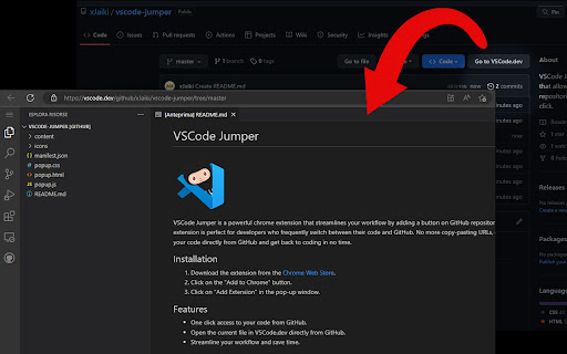 VSCode Jumper  from Chrome web store to be run with OffiDocs Chromium online