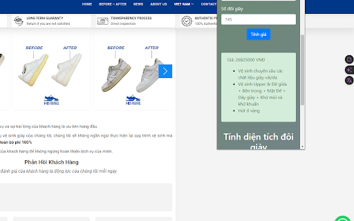 Vệ Sinh Giày  from Chrome web store to be run with OffiDocs Chromium online